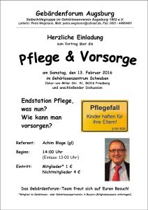 Programm des Gebaerdenforums zur Pflege und Vorsorge