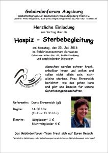 Progranm des Gebaerdenforums zum Thema Hospiz